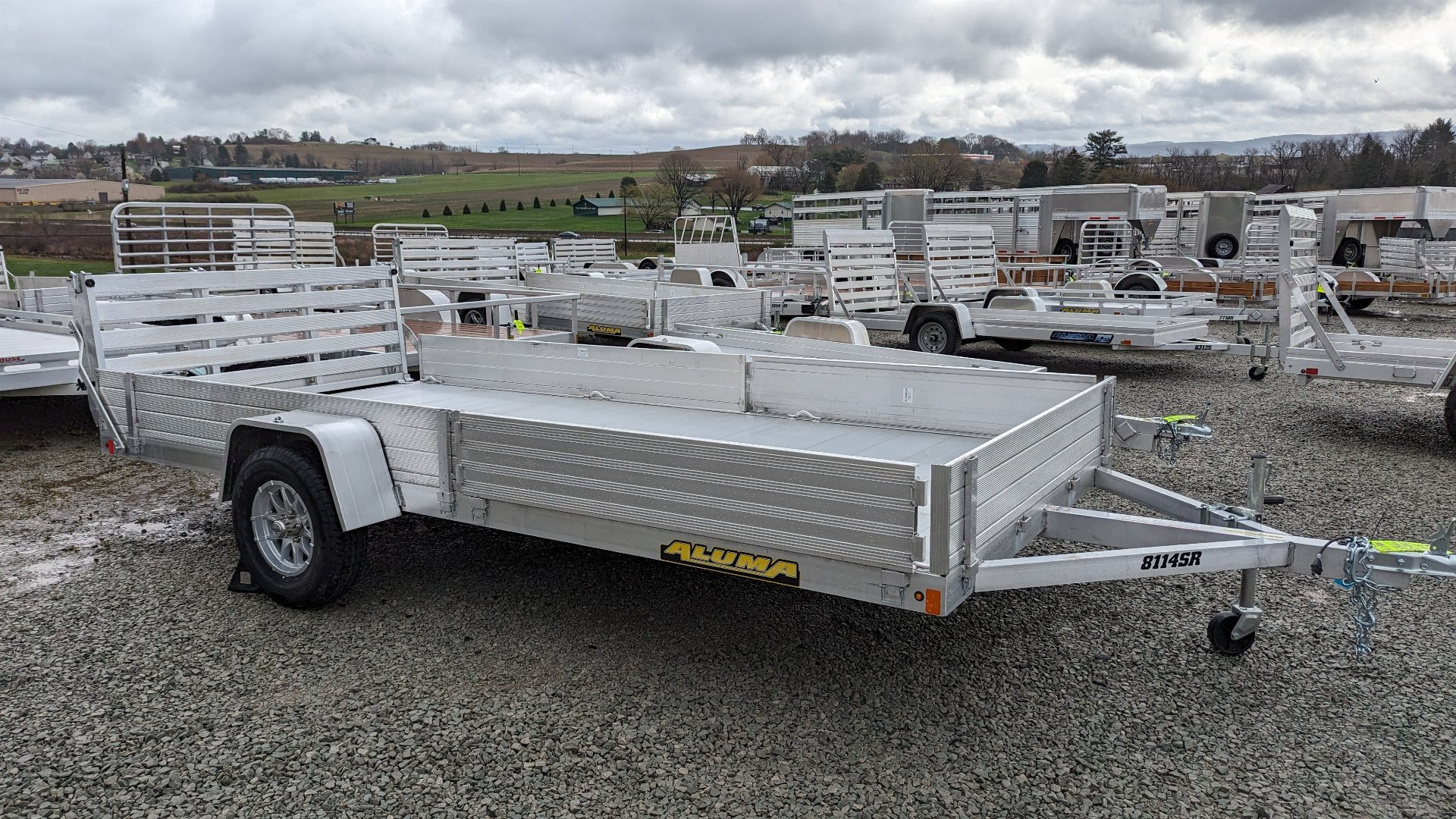 New 2026 Aluma 6'9" x 14' SR Utility w/ Side Ramps, Bi-Fold Gate, Rear Solid Sides