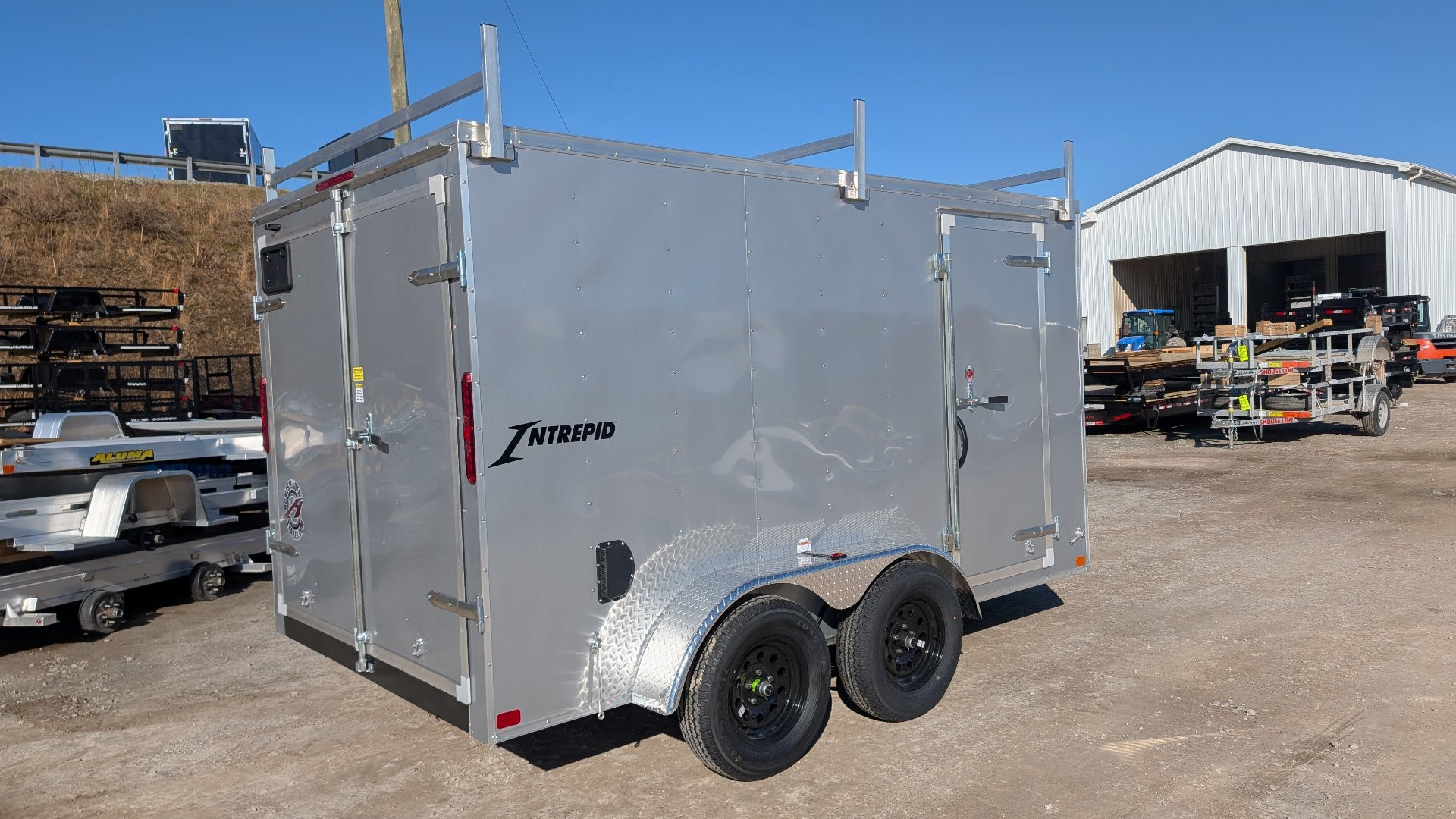 New 2025 Homesteader 7x12 Tandem Intrepid V-Nose Contractor Trailer w/ Barn Doors