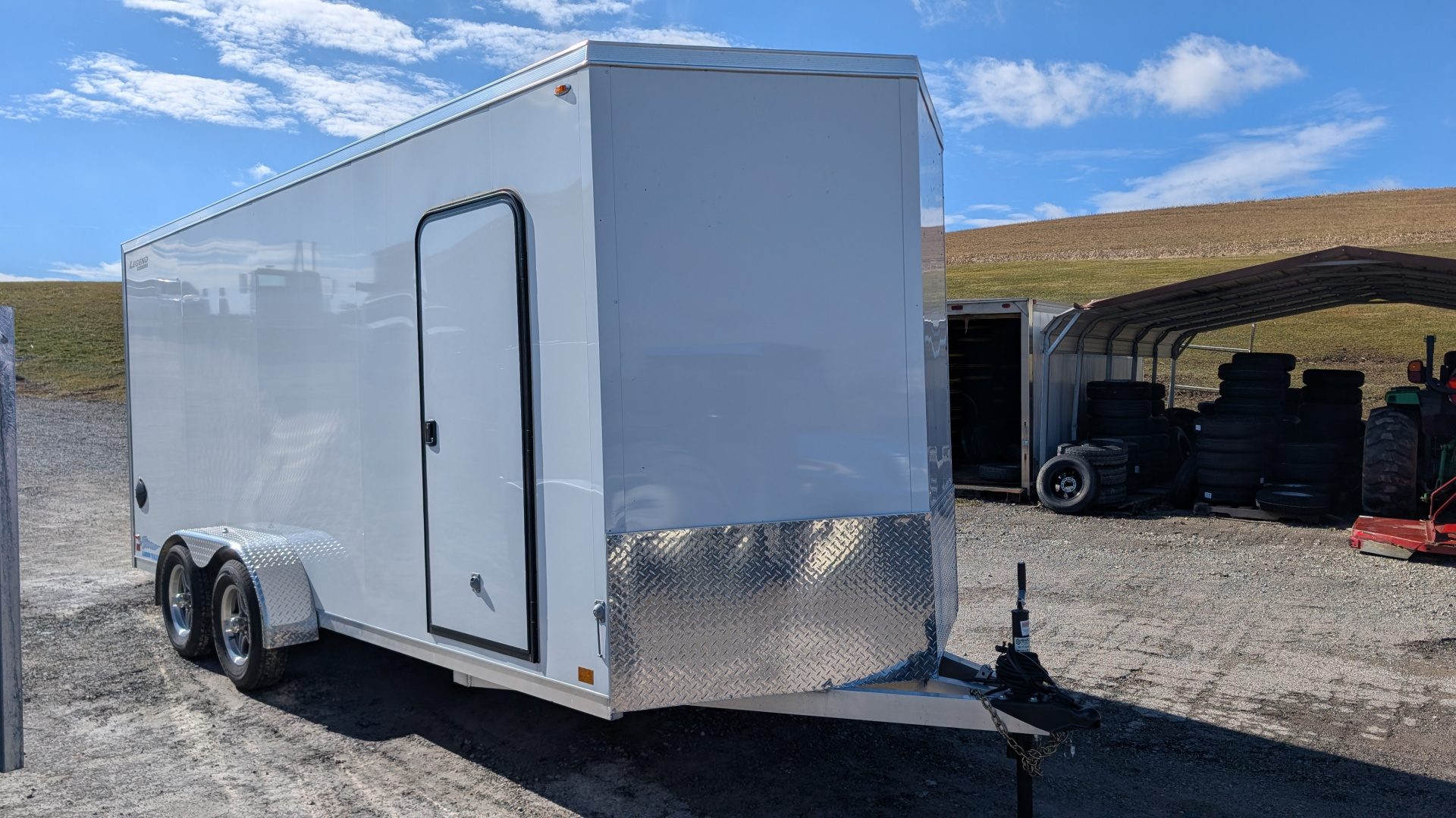 Legend Ramp 07 Used 2025 Legend 7x18 + 2' V-Nose Aluminum Cargo Trailer w/ Ramp Door ...