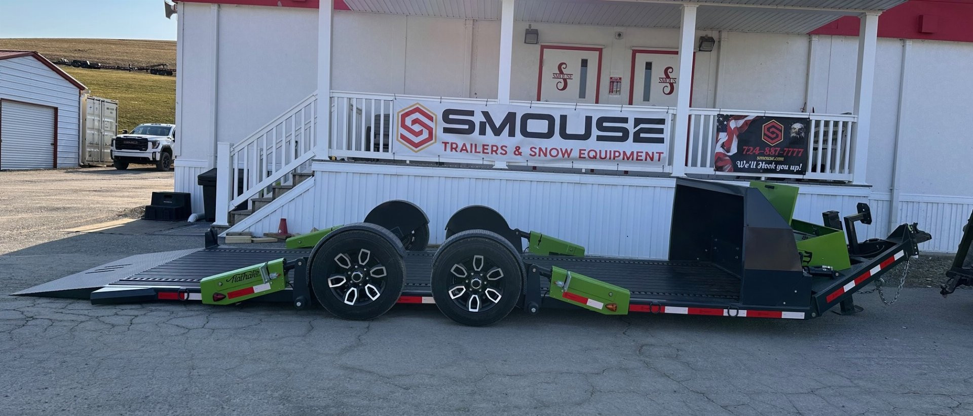 New 2025 "FlatTrak" by Belmont 7x18 Hydraulic Car Hauler w/ Hydraulic Jack