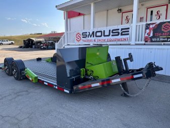 New 2025 "FlatTrak" by Belmont 7x18 Hydraulic Car Hauler w/ Hydraulic Jack