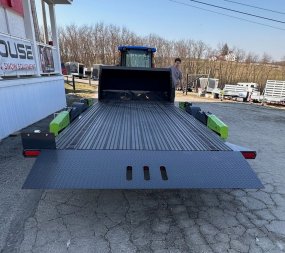 New 2025 "FlatTrak" by Belmont 7x18 Hydraulic Car Hauler w/ Hydraulic Jack