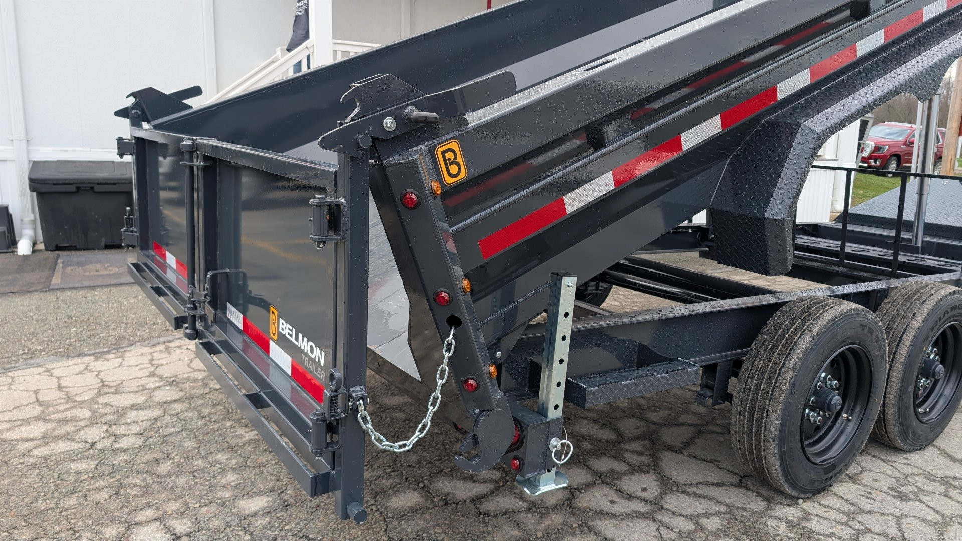 New 2025 Belmont 6'10" x 16 HD DLX Lo Pro Hydraulic Equipment Dump w/ 3 Way Gate (8K Axles!!!)