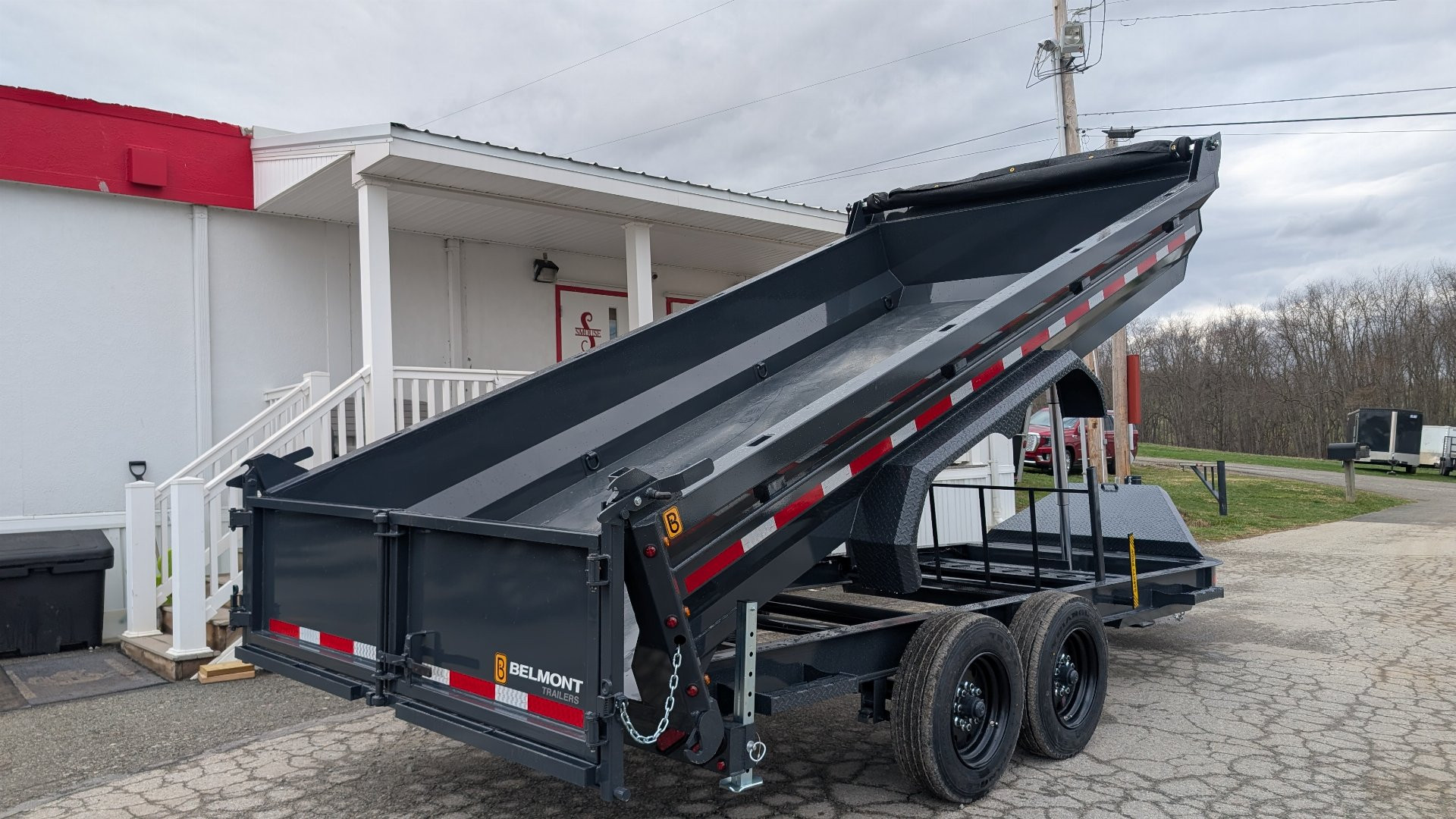 New 2025 Belmont 6'10" x 16 HD DLX Lo Pro Hydraulic Equipment Dump w/ 3 Way Gate (8K Axles!!!)