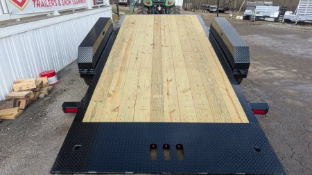New 2025 CAM 20' (4+16) Lo Pro Extra Wide Split Tilt Trailer w/ Pallet Fork Carrier