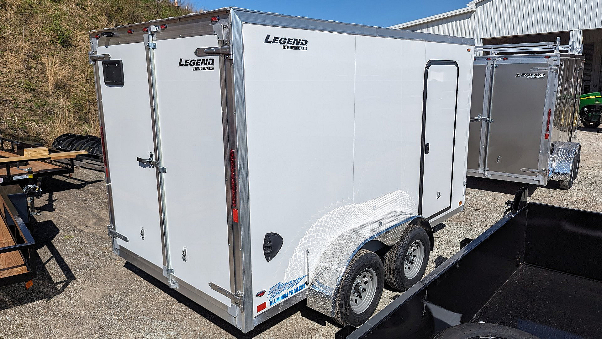 New 2025 Legend 7x12 + 2' V Thunder Aluminum Enclosed Cargo Trailer w/ Barn Doors