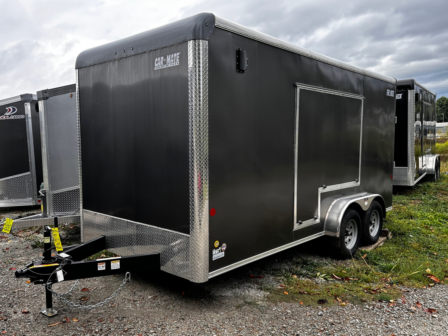 New 2025 Car Mate 7x16 HD Custom Cargo Trailer w/ Step-Out Awning Door