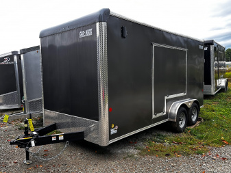 New 2025 Car Mate 7x16 HD Custom Cargo Trailer w/ Step-Out Awning Door