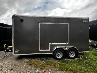 New 2025 Car Mate 7x16 HD Custom Cargo Trailer w/ Step-Out Awning Door