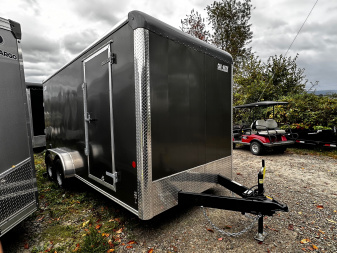 New 2025 Car Mate 7x16 HD Custom Cargo Trailer w/ Step-Out Awning Door