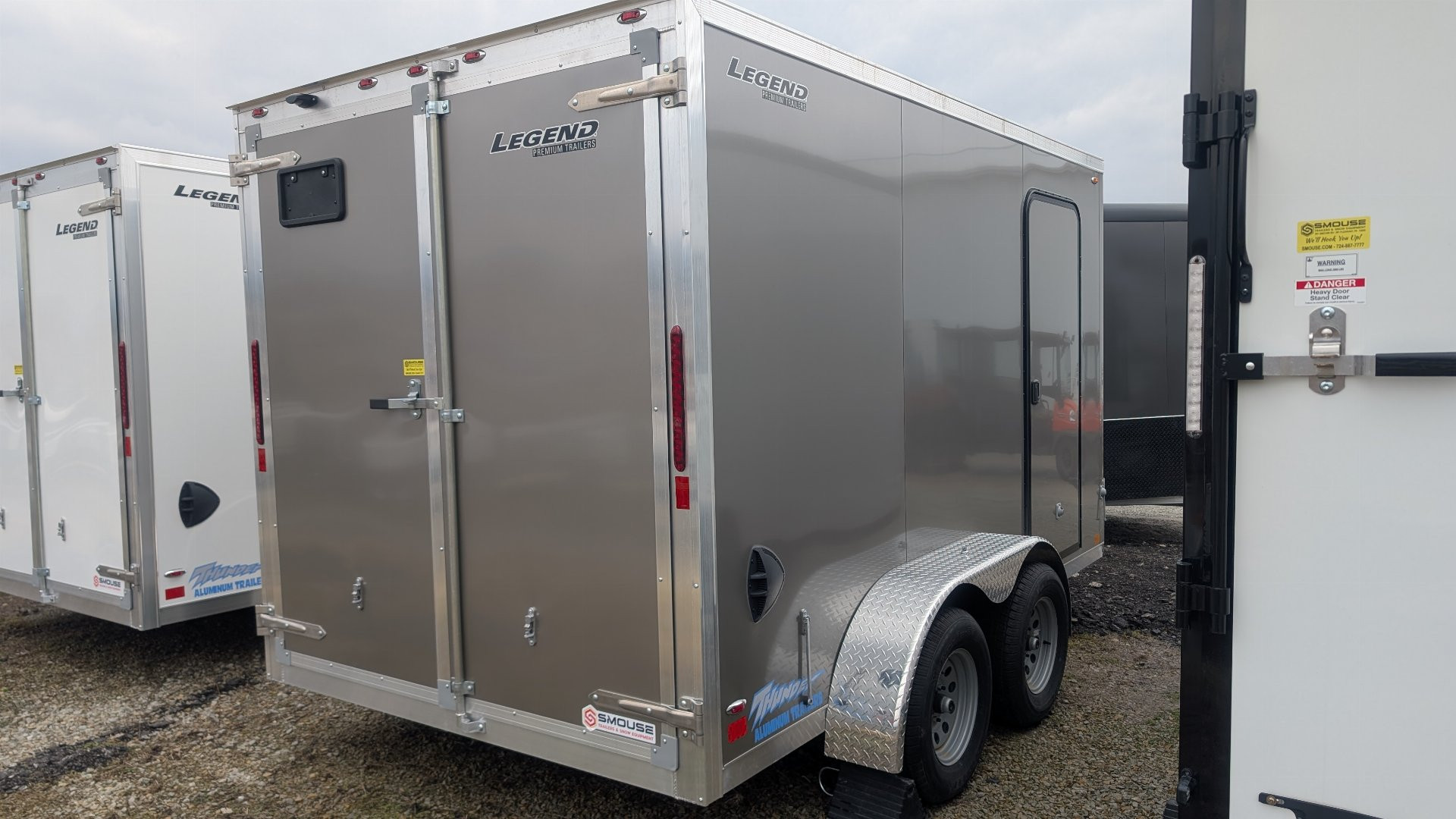 New 2025 Legend 7x12 + 2' V Thunder Aluminum Enclosed Cargo Trailer w/ Barn Doors