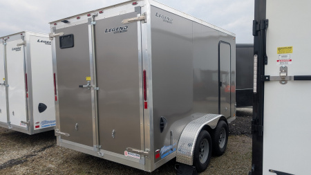 New 2025 Legend 7x12 + 2' V Thunder Aluminum Enclosed Cargo Trailer w/ Barn Doors
