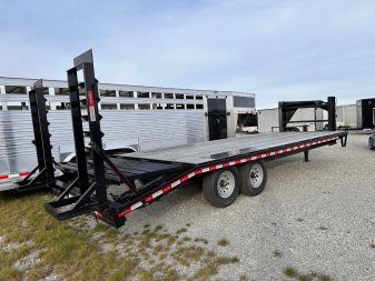 Used 2023 Quality 20+4 Pro Deckover Gooseneck w/ Pop Up Dove Tail