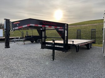 Used 2023 Quality 20+4 Pro Deckover Gooseneck w/ Pop Up Dove Tail