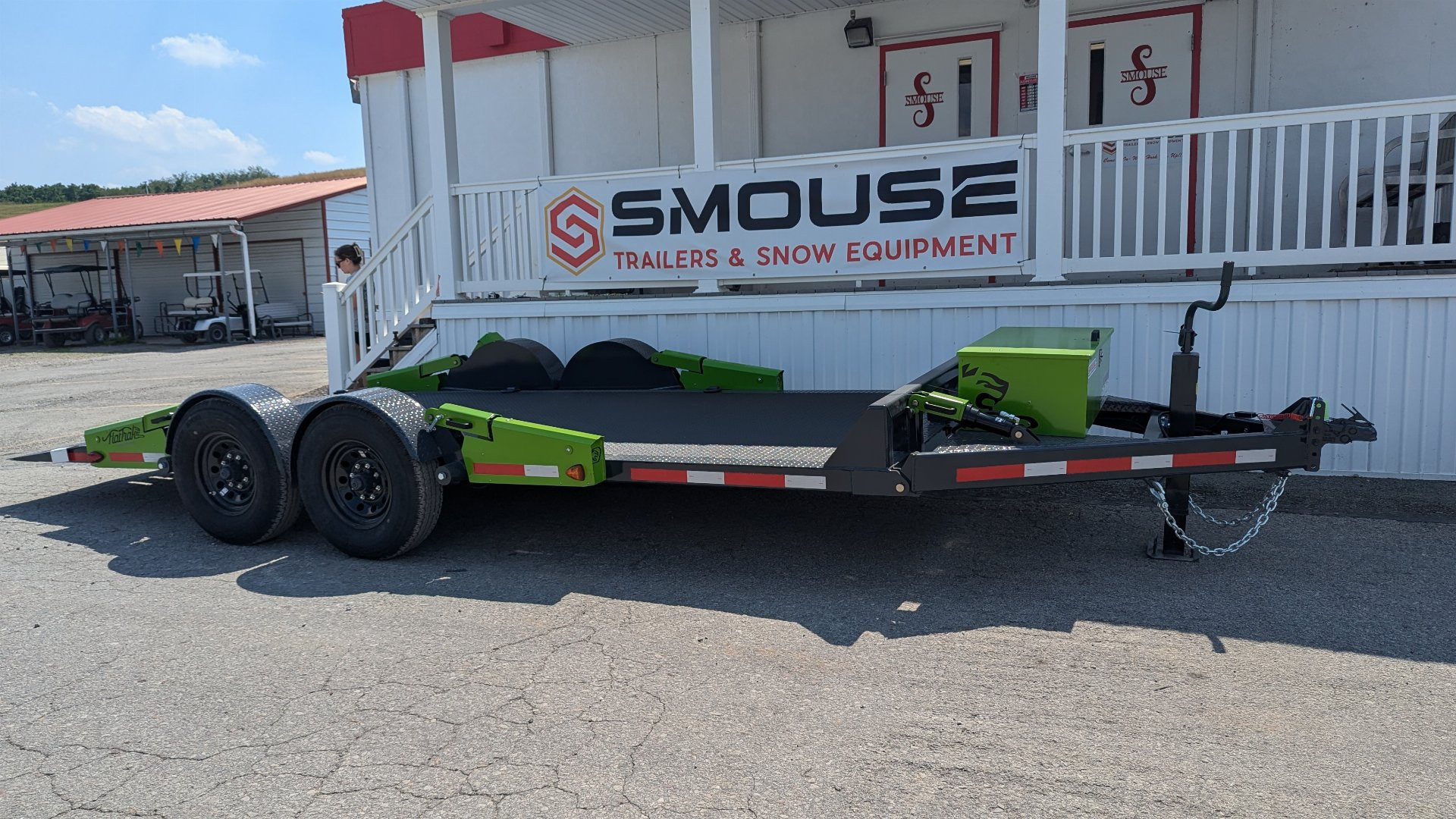 New 2025 "FlatTrak" by Belmont 7x18 HD Lay Flat Tilt Equipment Hauler w/ Hyd Jack (PRICE DROP!!)