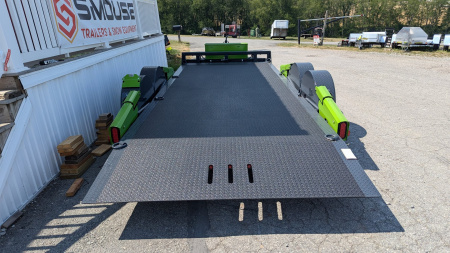 New 2025 "FlatTrak" by Belmont 7x18 HD Lay Flat Tilt Equipment Hauler w/ Hyd Jack (PRICE DROP!!)