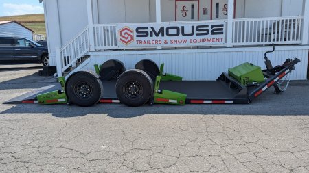 New 2025  FlatTrak  by Belmont 7x18 HD Lay Flat Tilt Equipment Hauler w/ Hyd Jack