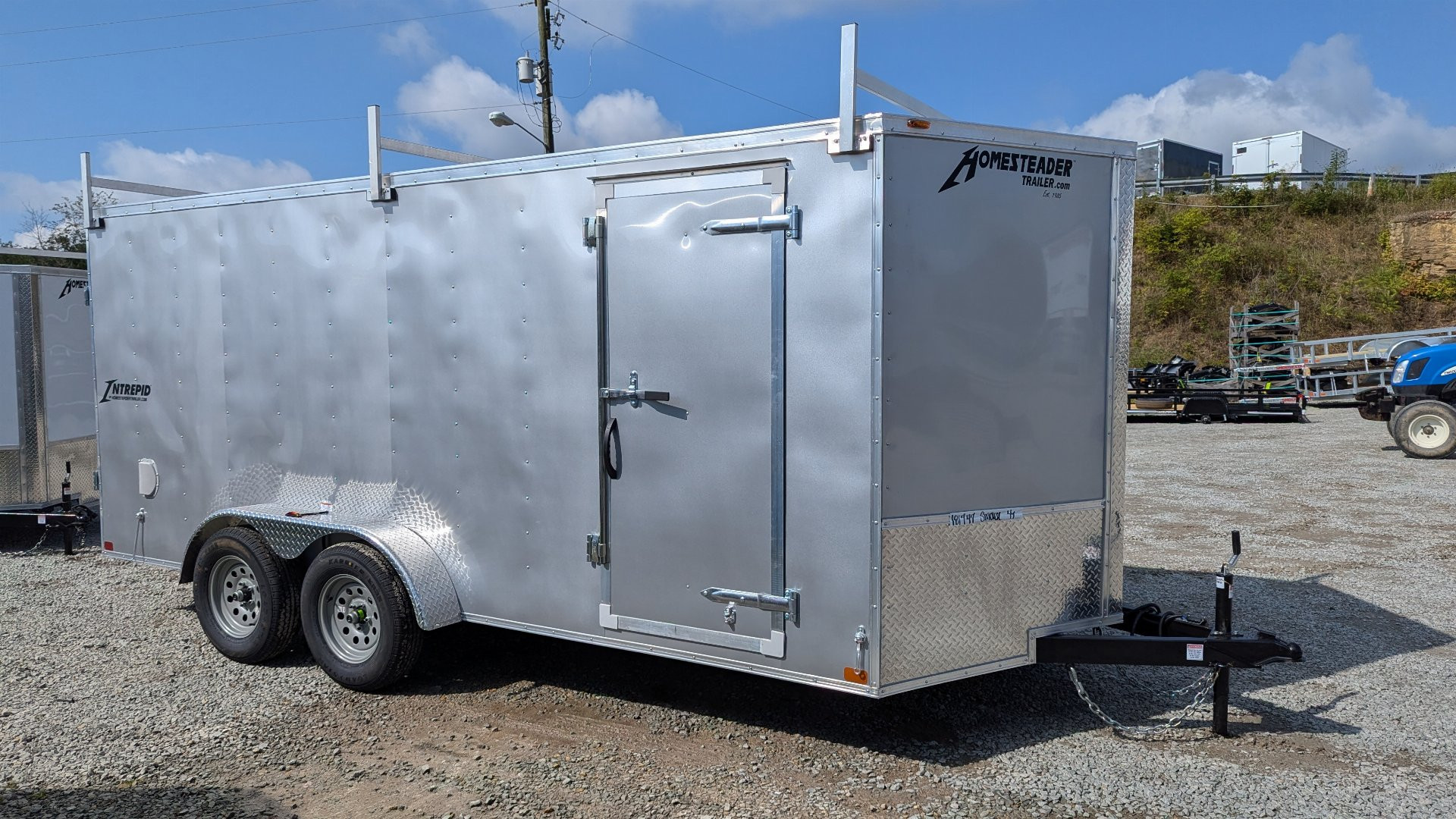 New 2025 Homesteader 7x14 Intrepid V-Nose Contractor Trailer w/ Barn Doors & Ladder Racks