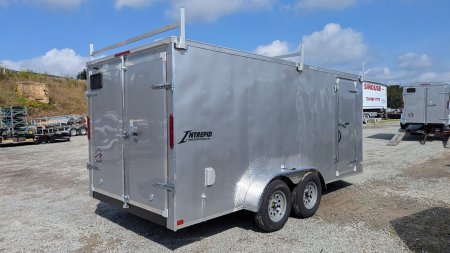 New 2025 Homesteader 7x14 Intrepid V-Nose Contractor Trailer w/ Barn Doors & Ladder Racks