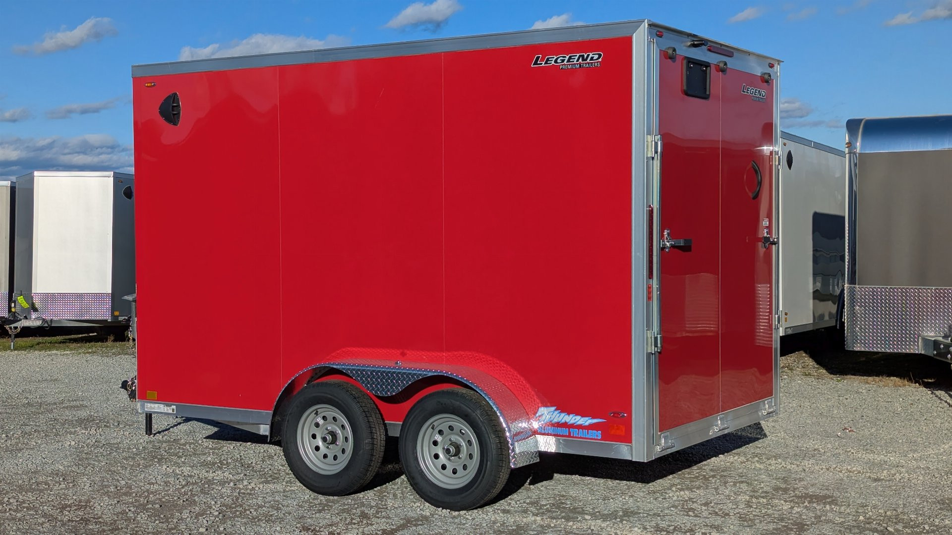New 7x12 + 2' V-Nose Thunder Cargo Trailer w/ Ramp Door (w/ Ramp Flip Out)