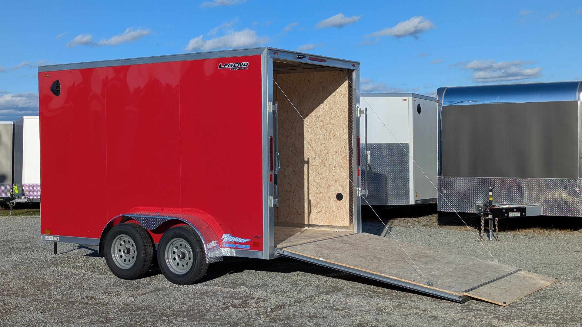 New 7x12 + 2' V-Nose Thunder Cargo Trailer w/ Ramp Door (w/ Ramp Flip Out)