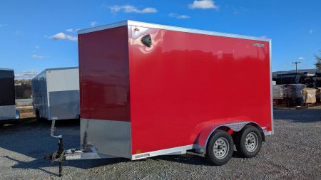 New 7x12 + 2' V-Nose Thunder Cargo Trailer w/ Ramp Door (w/ Ramp Flip Out)