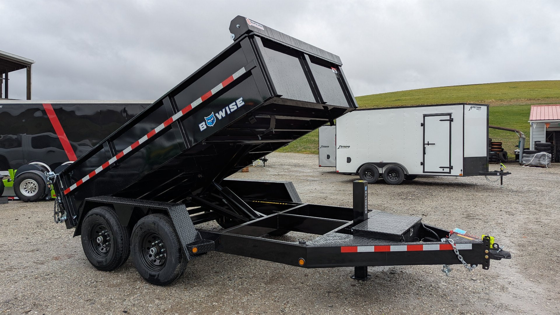 New 2025 BWise 6'10" x 12 HD Lo Pro POWER Equipment Dump w/ Combo Gate & Tarp Kit - PRICE DROP!!!