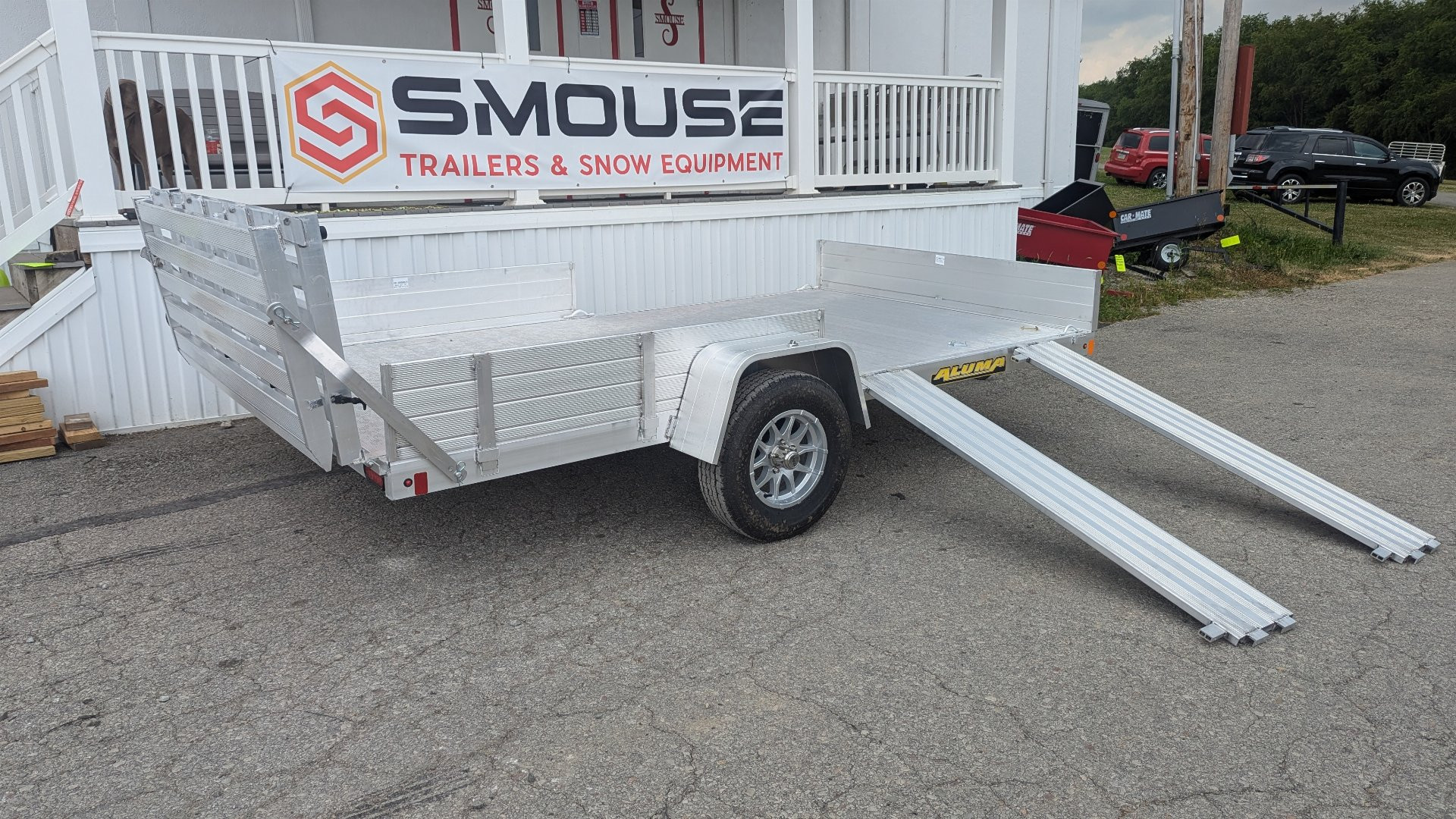 New 2025 Aluma 6'9" x 12 SR Utility Trailer w/ Side Ramps/Solid Rear Sides & Bi-Fold Gate