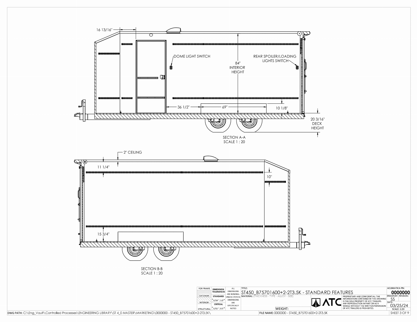 New 2025 ATC 7.5 x 16 V Nose "STo400" Aluminum Cargo Trailer