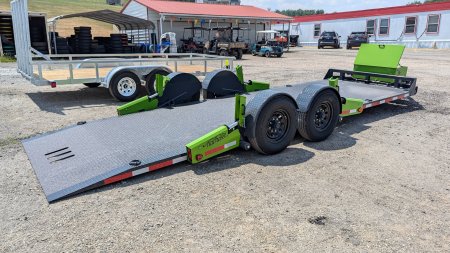 New 2025 FlatTrak by Belmont 7x22 HD Lay Flat Tilt Equipment Hauler w/ Hydraulic Jack