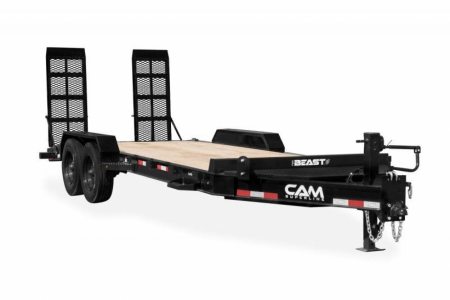 New 2025 CAM Superline 17+3 HD "BEAST" Lo Pro Equipment Hauler w/ Self Cleaning Beavertail, 5' Spring Assist Ramps (PRICE DROP!!)