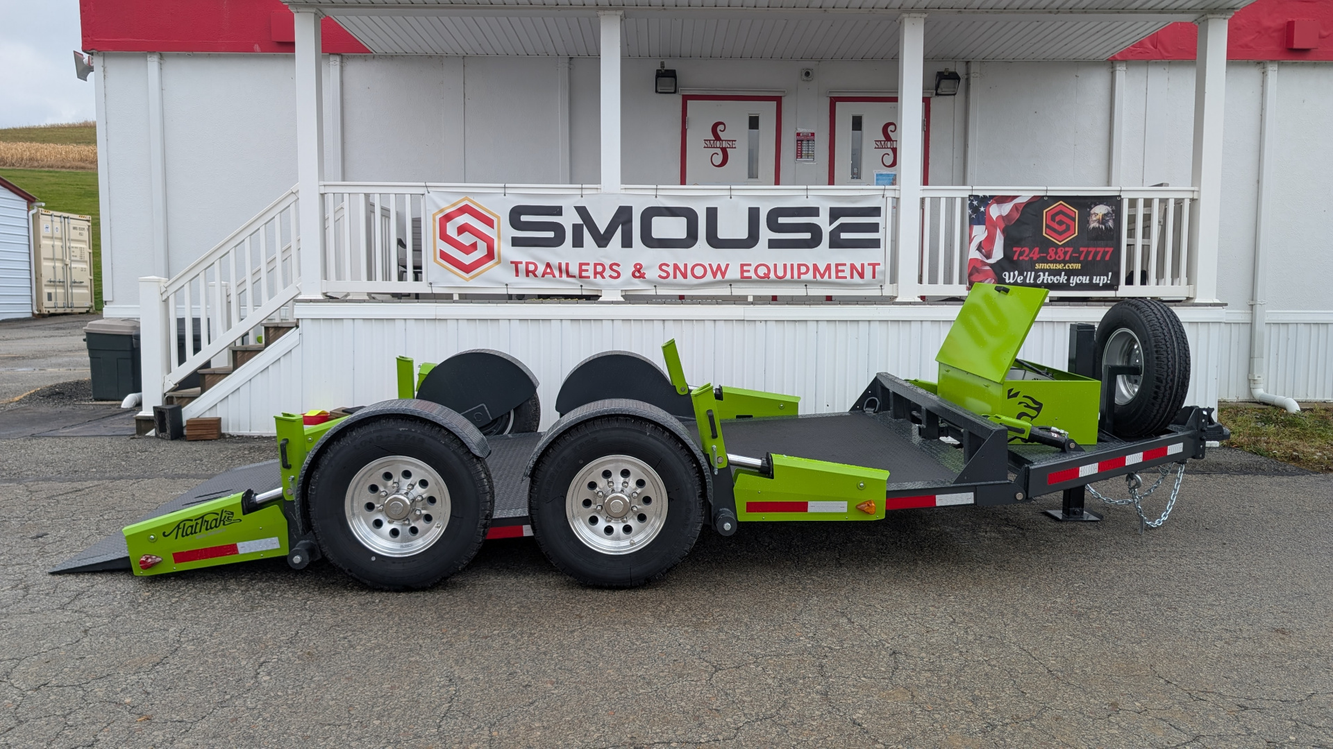 New 2026 "FlatTrak" by Belmont 7x14 HD Lay Flat Tilt Equipment Hauler w/ Hyd Jack!!!