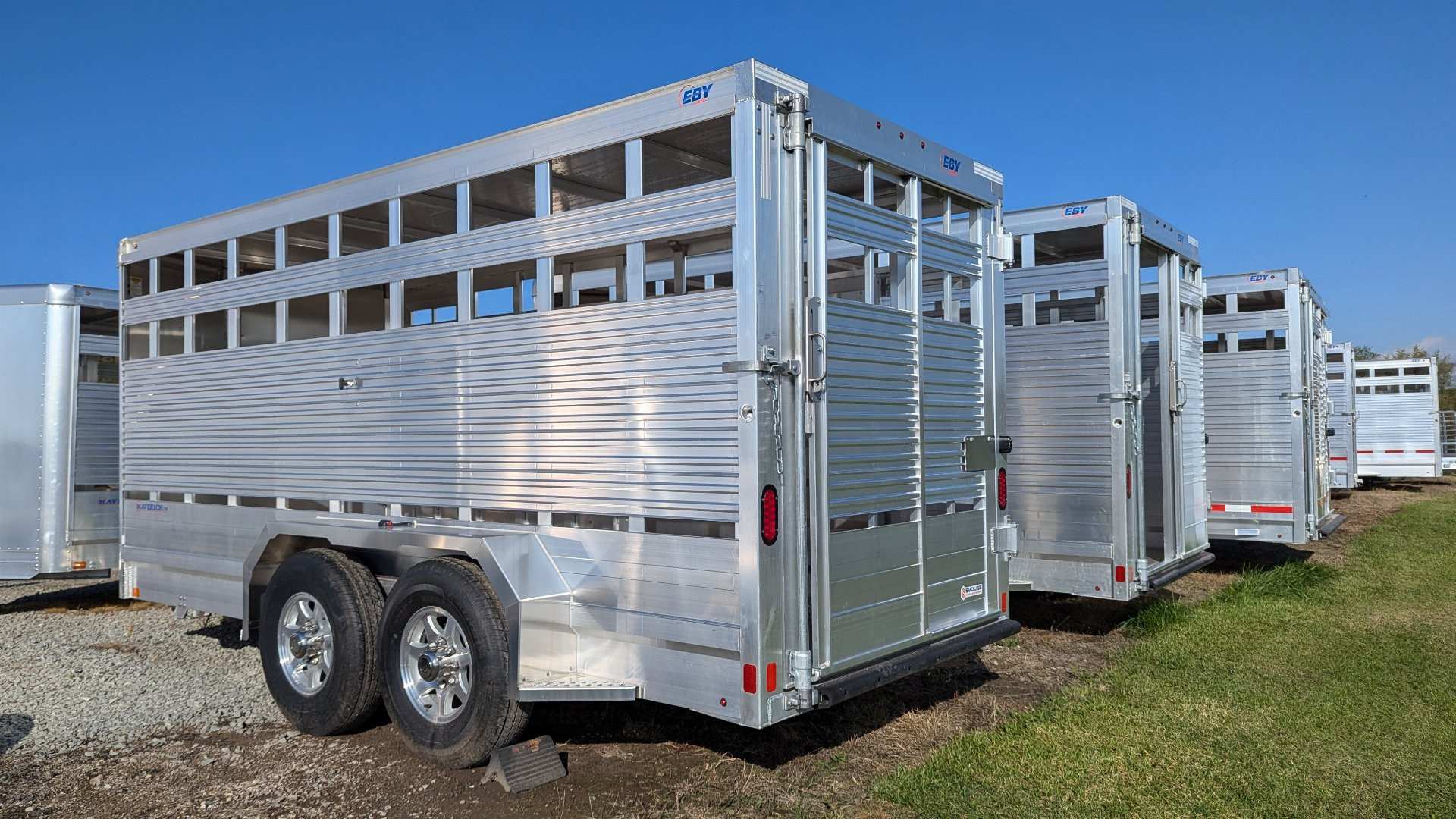 New 2024 EBY Maverick LS 16' Bumper Pull Aluminum Stock Trailer (7' H)