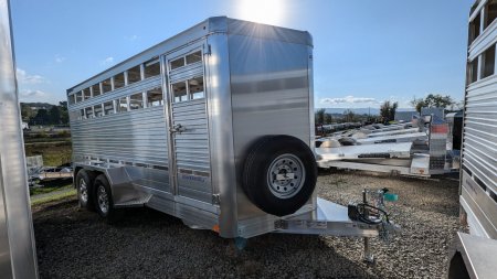 New 2024 EBY Maverick LS 16' Bumper Pull Aluminum Stock Trailer (7' H)
