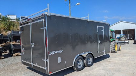 New 2025 Homesteader 8.5 x 18 HD Champion Contractor Trailer w/ Barn Doors & Ladder Racks