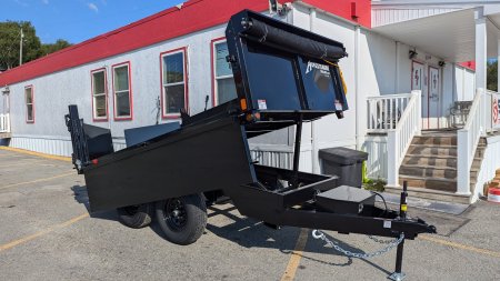 New 2025 Homesteader 6x10 Deckover Dump Trailer w/ Dropside on Curbside & Barn/Spreader Gate