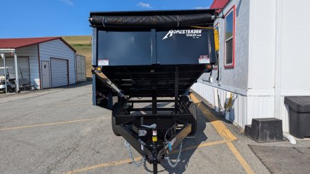 New 2025 Homesteader 6x10 Deckover Dump Trailer w/ Dropside on Curbside & Barn/Spreader Gate