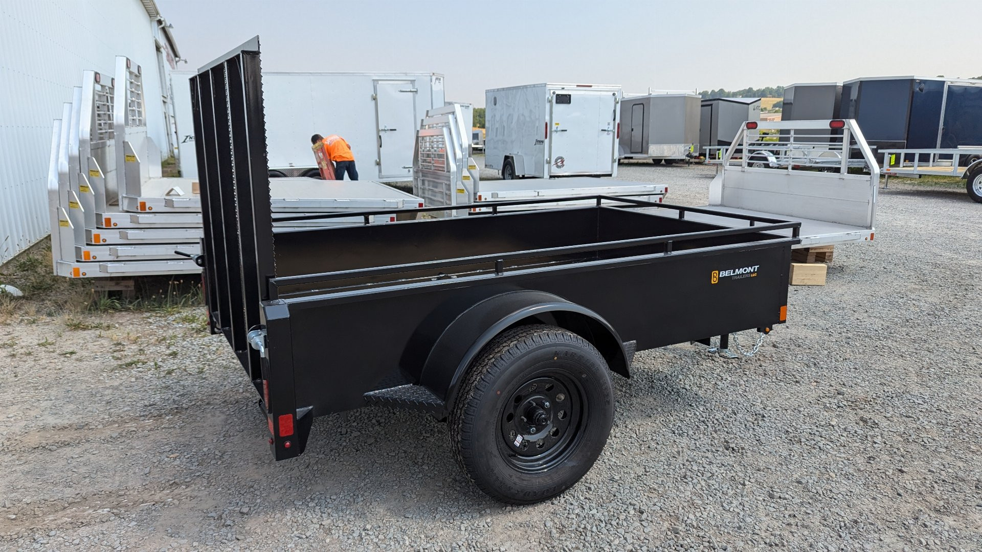 New 2024 Belmont 5x8 Solid Side Utility Trailer w/ Lay Flat Gate