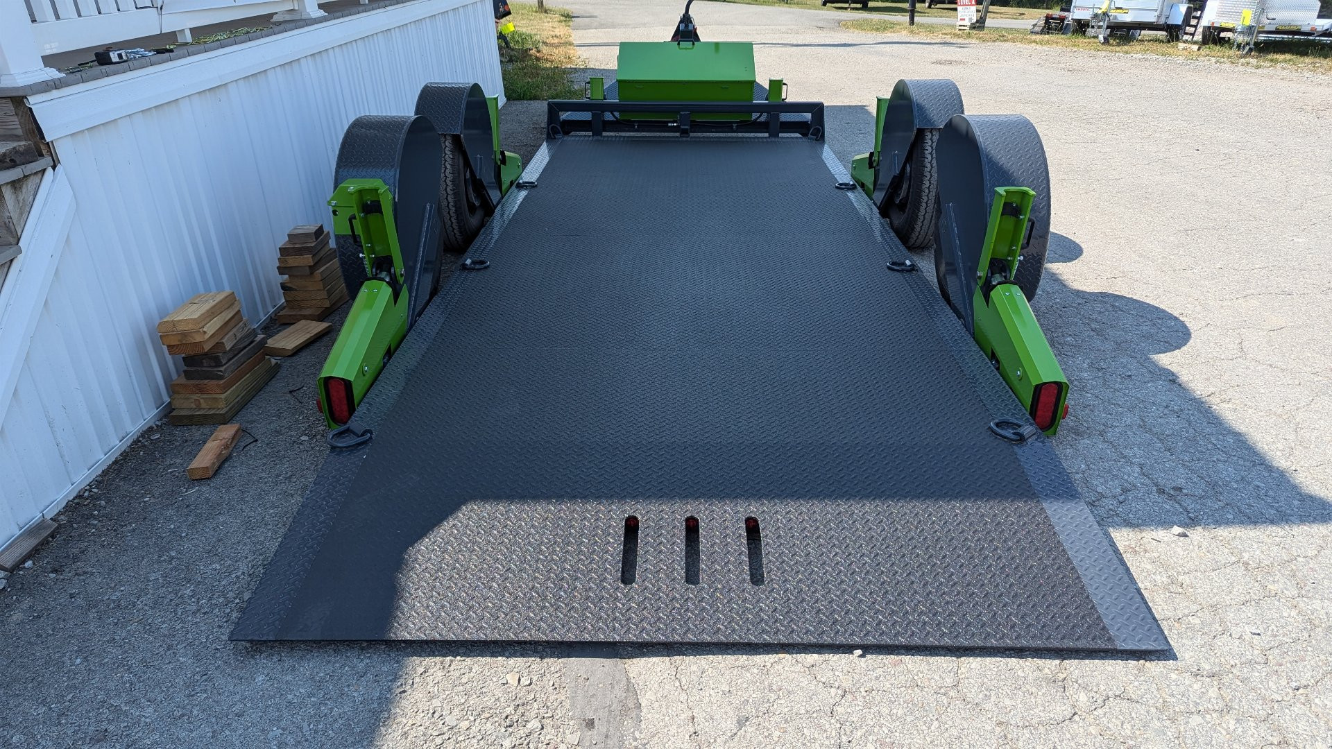 New 2024 "FlatTrak" by Belmont 7x18 HD Lay Flat Tilt Equipment Hauler w/ Hyd Jack