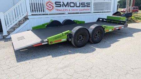 New 2024 "FlatTrak" by Belmont 7x18 HD Lay Flat Tilt Equipment Hauler w/ Hyd Jack