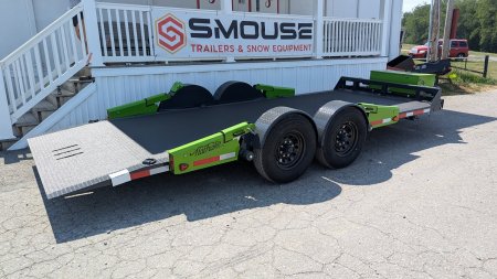 New 2024 "FlatTrak" by Belmont 7x18 HD Lay Flat Tilt Equipment Hauler w/ Hyd Jack