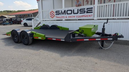 New 2024 "FlatTrak" by Belmont 7x18 HD Lay Flat Tilt Equipment Hauler w/ Hyd Jack
