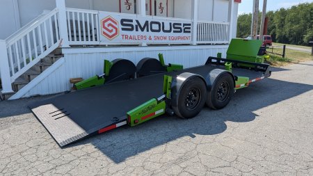 New 2024 "FlatTrak" by Belmont 7x18 HD Lay Flat Tilt Equipment Hauler w/ Hyd Jack