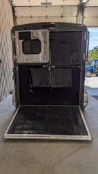New 2024 Homesteader Stallion (2) Horse V-Nose Straight Load Horse Trailer w/ Ramp