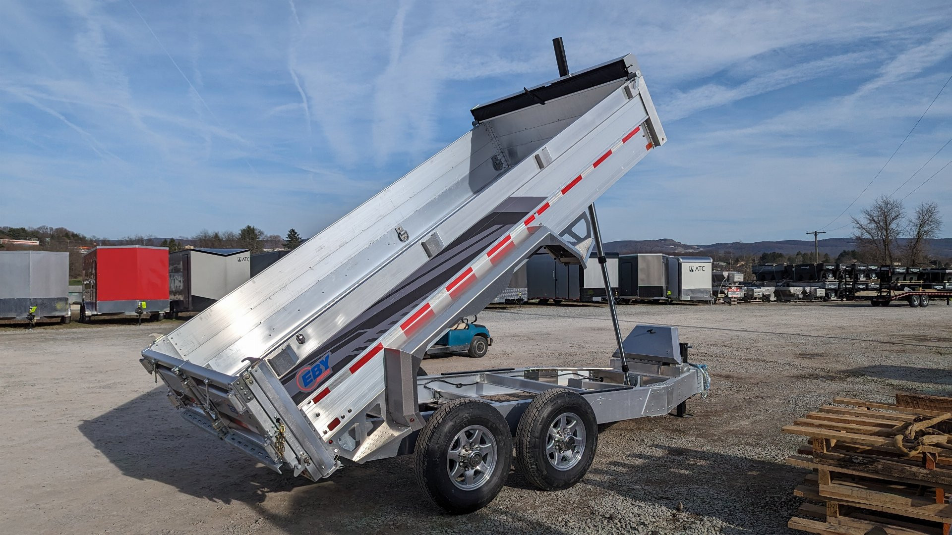New 2024 EBY 6'10" x 14 HD ALL ALUMINUM Equipment Dump Trailer w/ Barn Door/Spreader Gate