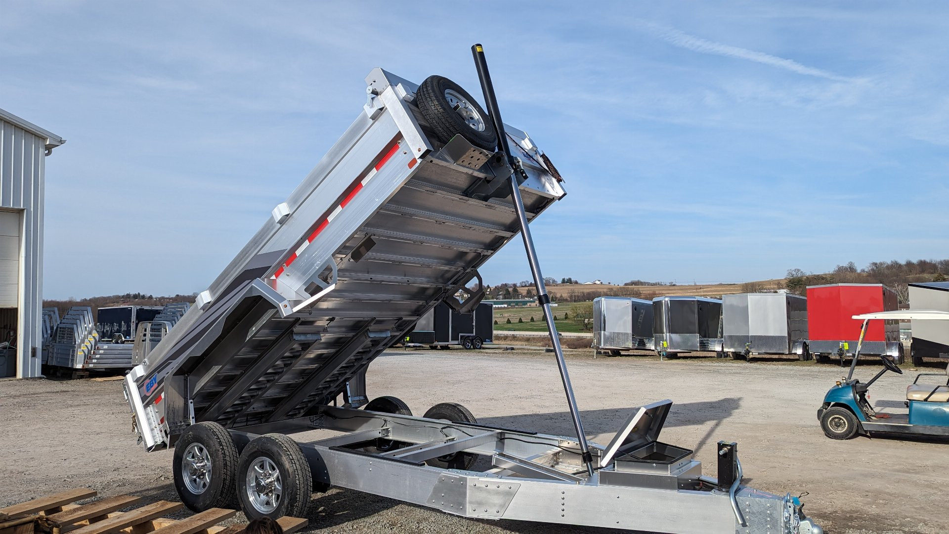 New 2024 EBY 6'10" x 14 HD ALL ALUMINUM Equipment Dump Trailer w/ Barn Door/Spreader Gate