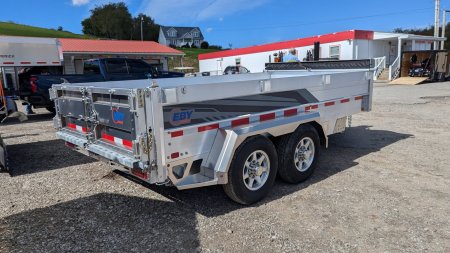 New 2024 EBY 6'10" x 14 HD ALL ALUMINUM Equipment Dump Trailer w/ Barn Door/Spreader Gate