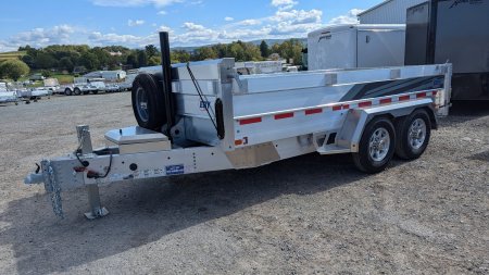 New 2024 EBY 6'10" x 14 HD ALL ALUMINUM Equipment Dump Trailer w/ Barn Door/Spreader Gate