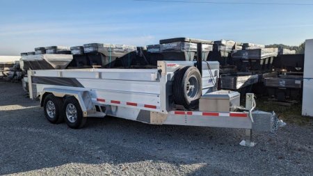 New 2024 EBY 6'10" x 14 HD ALL ALUMINUM Equipment Dump Trailer w/ Barn Door/Spreader Gate