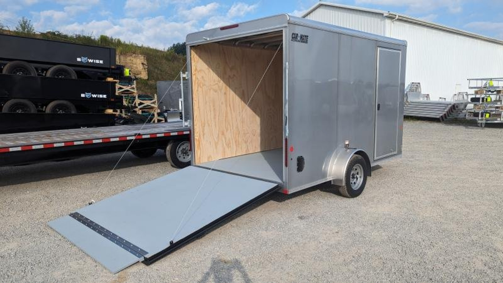 New 2023 Car Mate 7x12 Advantage V-Nose Cargo w/ Ramp Door & BRAKES (12" Add'l Height)